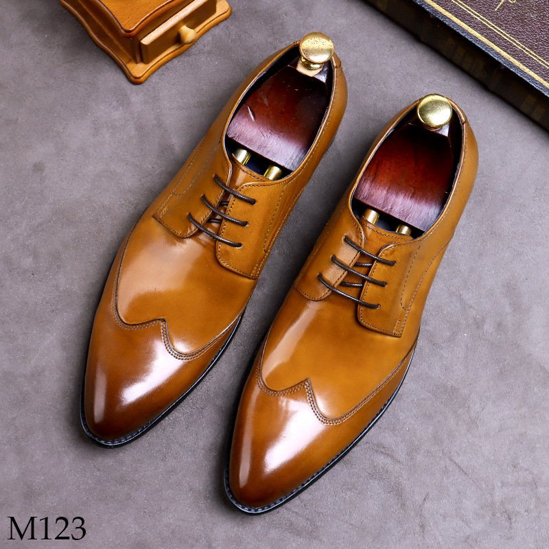 Giày Derby nam cao cấp màu vàng bò M123