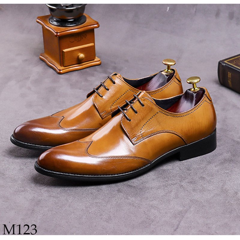 Giày Derby nam cao cấp màu vàng bò M123
