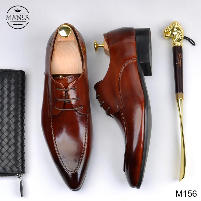 Giày tây công sở cao cấp màu nâu đỏ M156